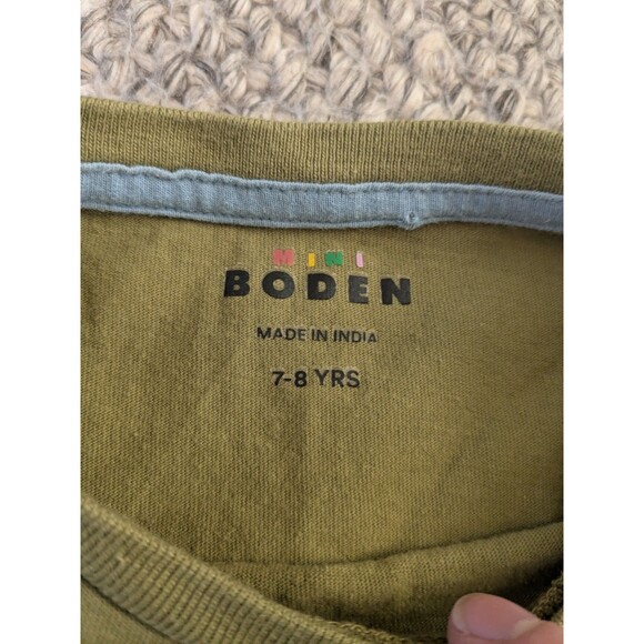 MINI BODEN Green Dog Super Stitch Embroidered Long Sleeve Shirt Kids Boys 7-8 - Picture 4 of 8